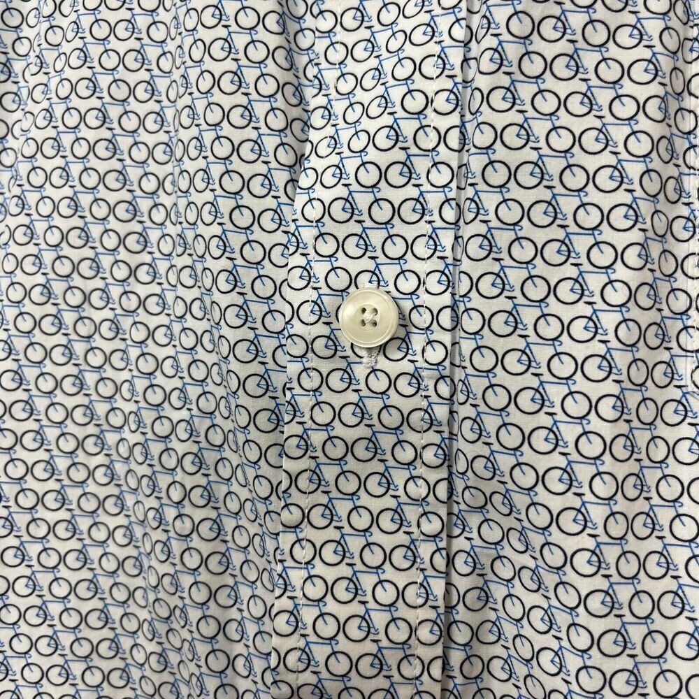 Untuckit Shirt Mens Extra Large Blue Giro Bicycle Print Short Sleeve Button Up - Picture 3 of 7